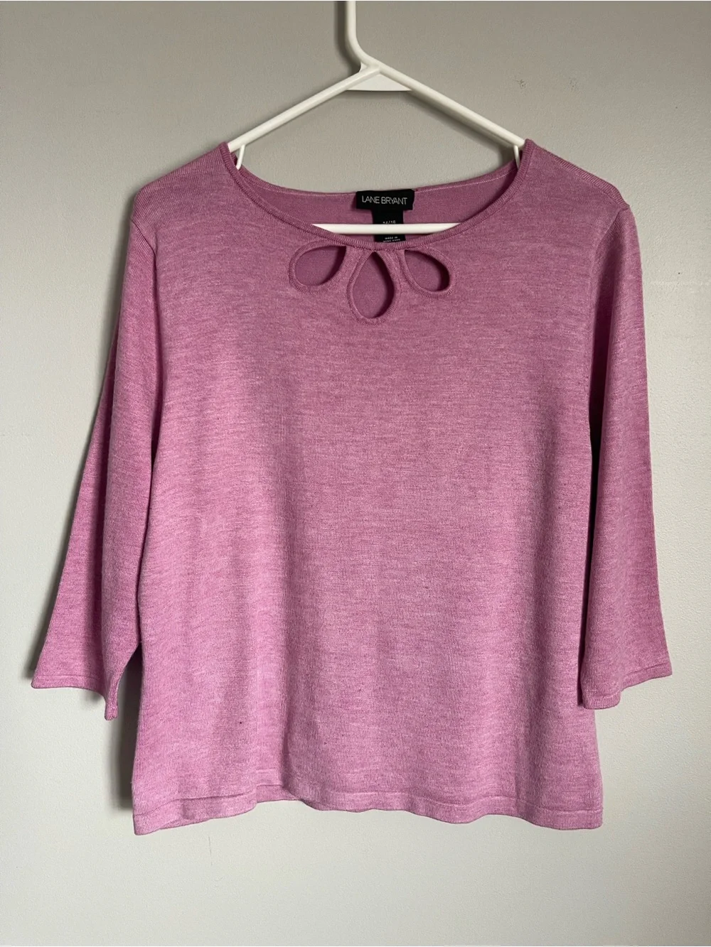 LANE BRYANT |  Pink Cutout Neck Knit Sweater Sz 14/16